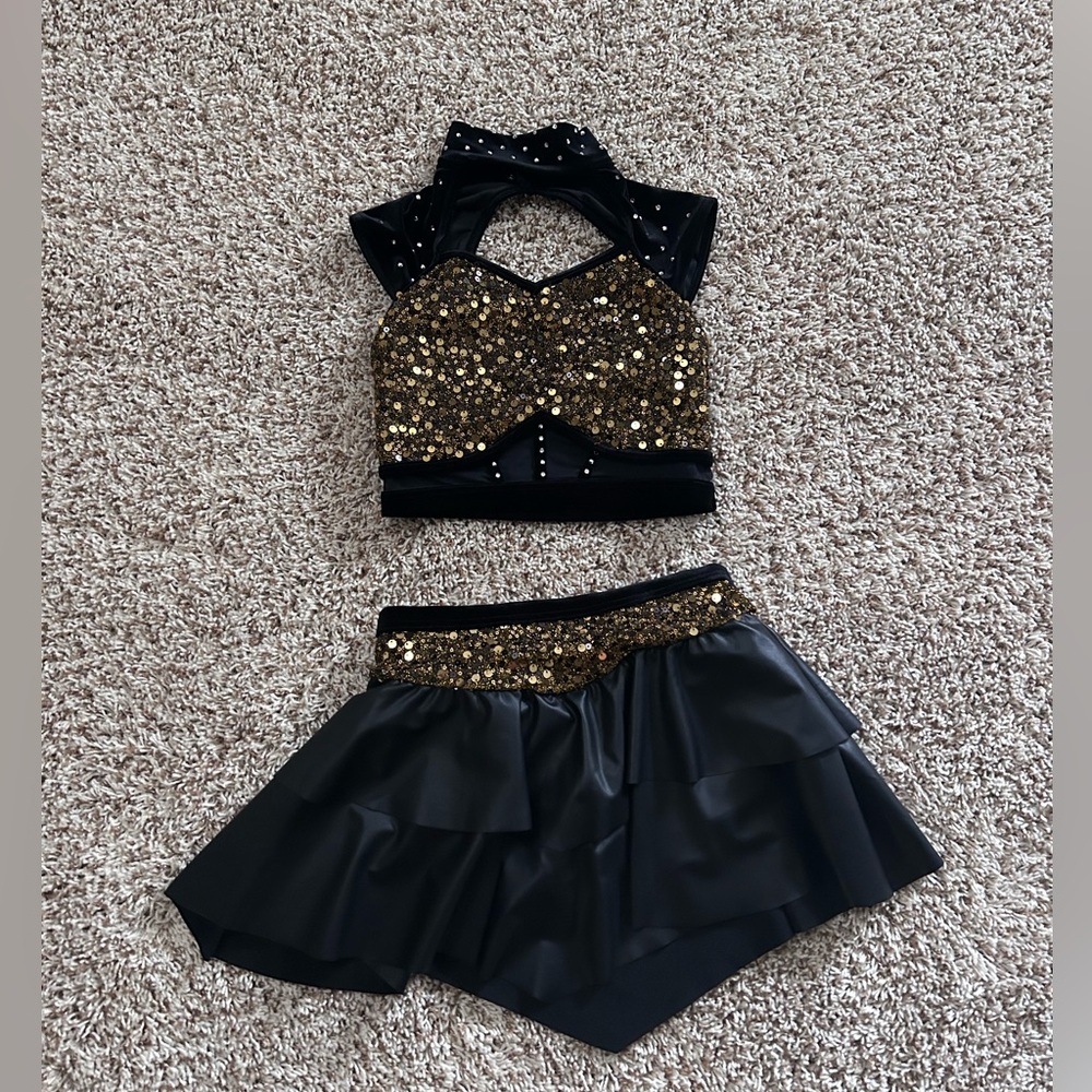 “Crowd Control” two piece sequin dance costume-Gold